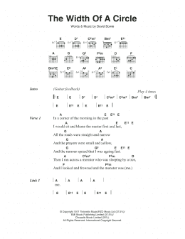 page one of The Width Of A Circle (Guitar Chords/Lyrics)