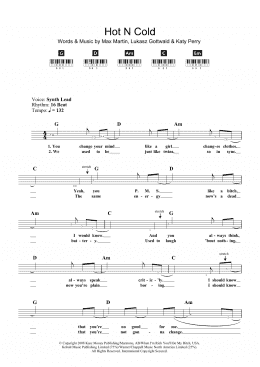 page one of Hot N Cold (Piano Chords/Lyrics)