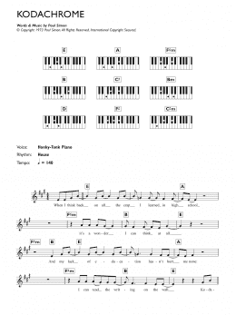 page one of KodachromeTM (Piano Chords/Lyrics)