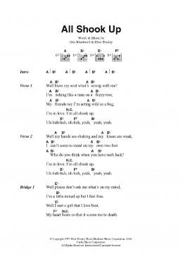 page one of All Shook Up (Guitar Chords/Lyrics)