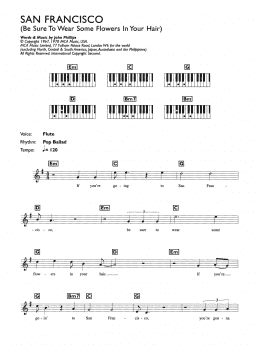 page one of San Francisco (Be Sure To Wear Some Flowers In Your Hair) (Piano Chords/Lyrics)