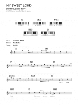 page one of My Sweet Lord (Piano Chords/Lyrics)