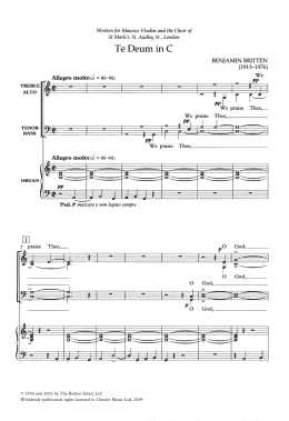 page one of Te Deum In C (SATB Choir)
