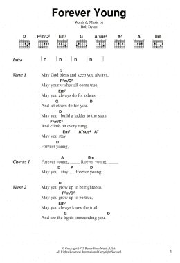 page one of Forever Young (Guitar Chords/Lyrics)