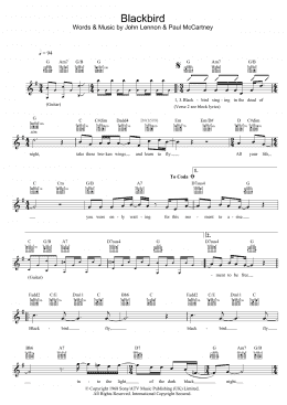 page one of Blackbird (Lead Sheet / Fake Book)