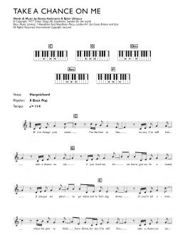 page one of Take A Chance On Me (Piano Chords/Lyrics)