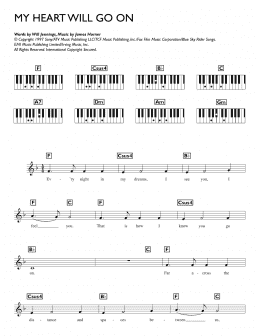 page one of My Heart Will Go On (Love Theme from Titanic) (Piano Chords/Lyrics)