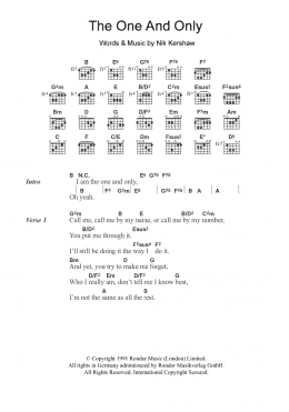 page one of The One And Only (Guitar Chords/Lyrics)