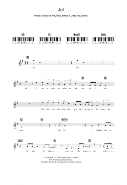 page one of Jet (Piano Chords/Lyrics)