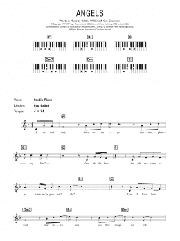 page one of Angels (Piano Chords/Lyrics)
