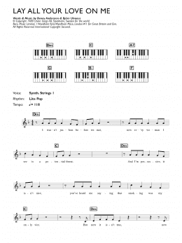 page one of Lay All Your Love On Me (Piano Chords/Lyrics)