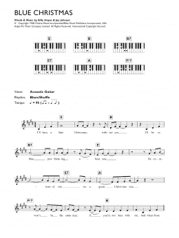 page one of Blue Christmas (Piano Chords/Lyrics)