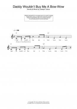 page one of Daddy Wouldn't Buy Me A Bow-Wow (Lead Sheet / Fake Book)