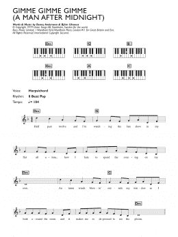 page one of Gimme! Gimme! Gimme! (A Man After Midnight) (Piano Chords/Lyrics)