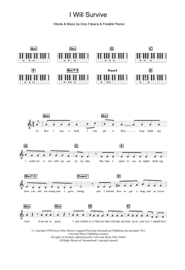 page one of I Will Survive (Piano Chords/Lyrics)