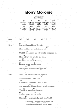 page one of Bony Moronie (Guitar Chords/Lyrics)