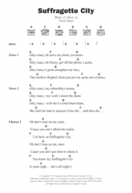 page one of Suffragette City (Guitar Chords/Lyrics)