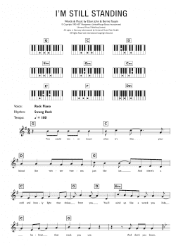 page one of I'm Still Standing (Piano Chords/Lyrics)