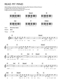 page one of Read My Mind (Piano Chords/Lyrics)