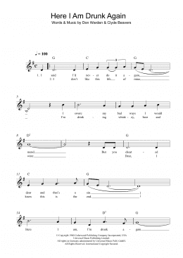 page one of Here I Am Drunk Again (Lead Sheet / Fake Book)
