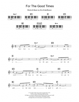 page one of For The Good Times (Piano Chords/Lyrics)