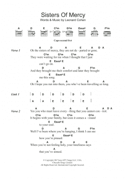 page one of Sisters Of Mercy (Guitar Chords/Lyrics)