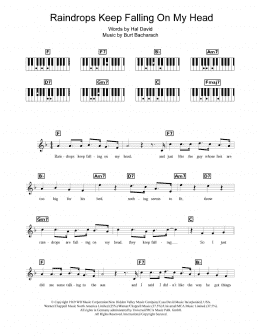 page one of Raindrops Keep Falling On My Head (Piano Chords/Lyrics)