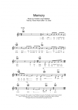 page one of Memory (from Cats) (Lead Sheet / Fake Book)