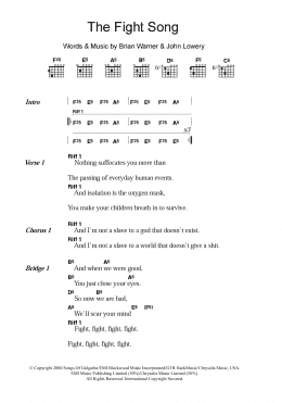 page one of The Fight Song (Guitar Chords/Lyrics)