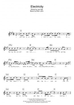 page one of Electricity (from Billy Elliot: The Musical) (Lead Sheet / Fake Book)