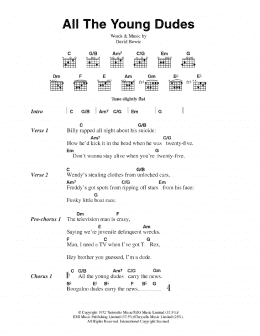 page one of All The Young Dudes (Guitar Chords/Lyrics)