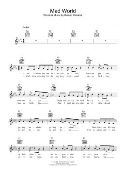 page one of Mad World (from Donnie Darko) (Lead Sheet / Fake Book)