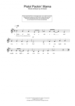page one of Pistol Packin' Mama (Lead Sheet / Fake Book)