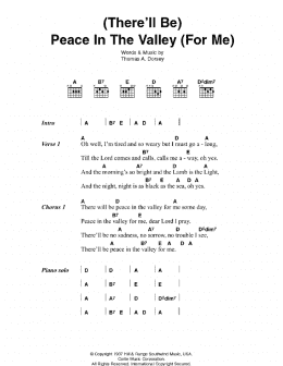 page one of (There'll Be) Peace In The Valley (For Me) (Guitar Chords/Lyrics)
