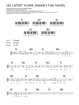 page one of (Marie's The Name) His Latest Flame (Piano Chords/Lyrics)