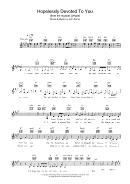 page one of Hopelessly Devoted To You (from Grease) (Lead Sheet / Fake Book)