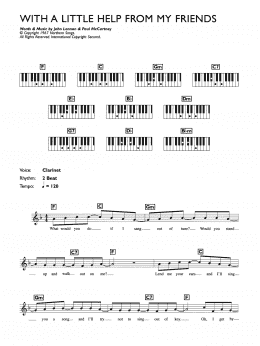 page one of With A Little Help From My Friends (Piano Chords/Lyrics)