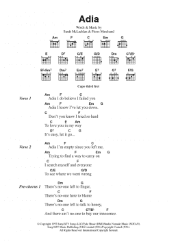 page one of Adia (Guitar Chords/Lyrics)