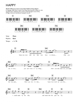 page one of Happy (Piano Chords/Lyrics)