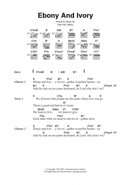 page one of Ebony And Ivory (Guitar Chords/Lyrics)