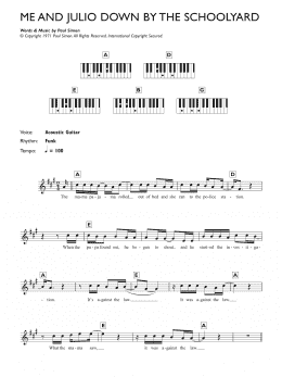 page one of Me And Julio Down By The Schoolyard (Piano Chords/Lyrics)