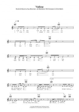 page one of Yellow (Lead Sheet / Fake Book)
