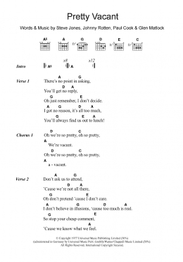 page one of Pretty Vacant (Guitar Chords/Lyrics)