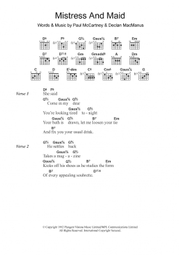 page one of Mistress And Maid (Guitar Chords/Lyrics)