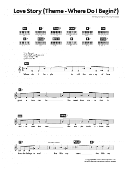 page one of Where Do I Begin (theme from Love Story) (Piano Chords/Lyrics)