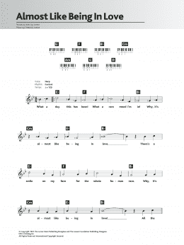 page one of Almost Like Being In Love (Piano Chords/Lyrics)