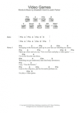 page one of Video Games (Guitar Chords/Lyrics)