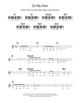 page one of On My Own (Piano Chords/Lyrics)