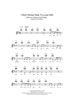page one of I Don't Know How To Love Him (from Jesus Christ Superstar) (Lead Sheet / Fake Book)