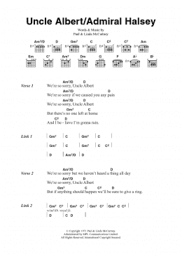 page one of Uncle Albert/Admiral Halsey (Guitar Chords/Lyrics)